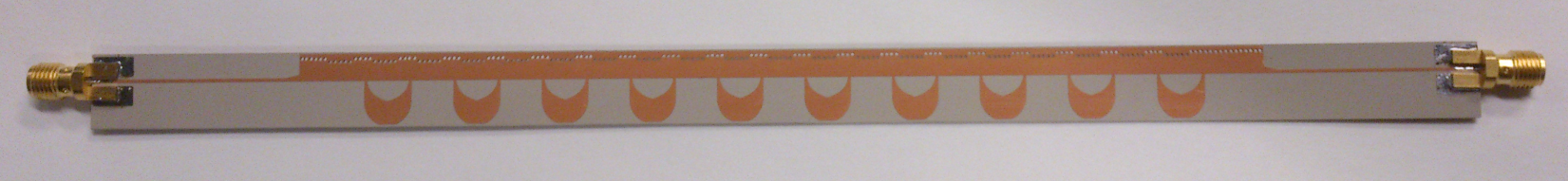 Fabricated 20-element periodic phase-reversal leaky-wave antenna with connectors at both ends